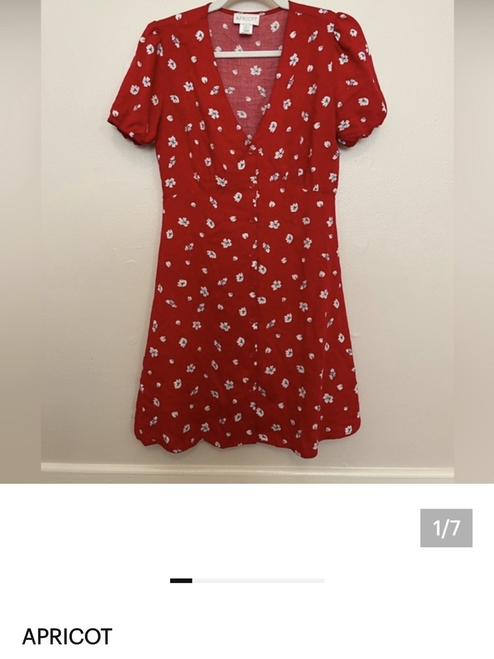 GAP Red Mini Dress with White Floral Pattern